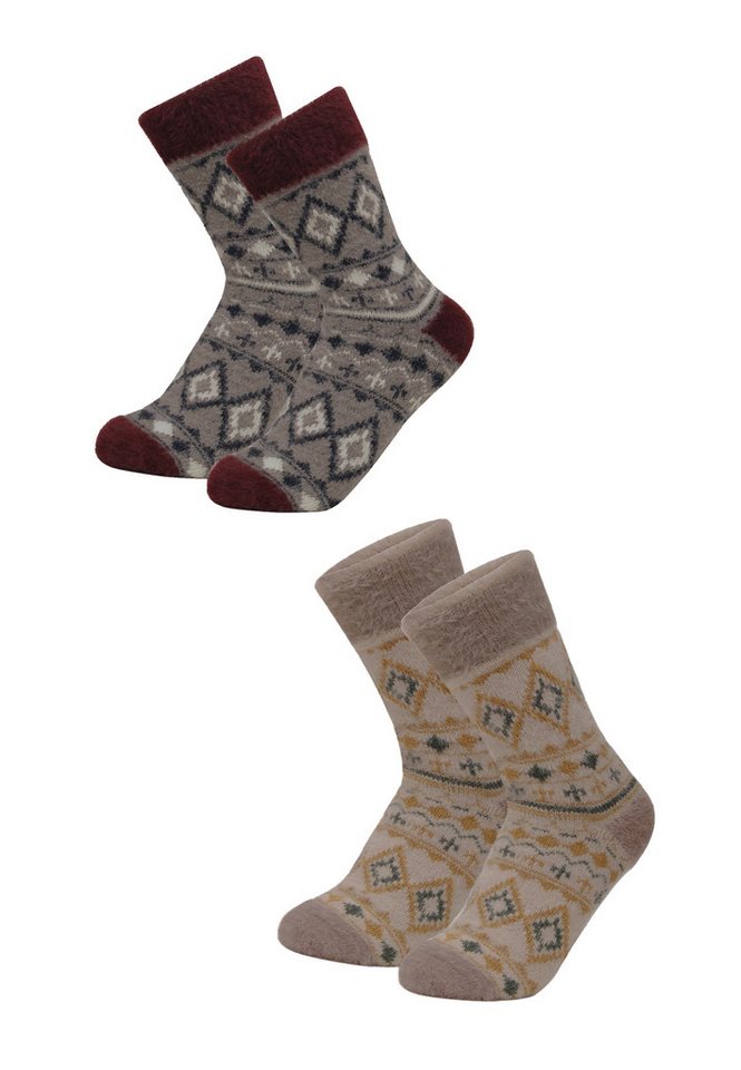 Yuhu Socken Alpaka Norweger Socken Damen 2er Pack, warm und weich, Größe 36–47 (2-Paar) von Yuhu