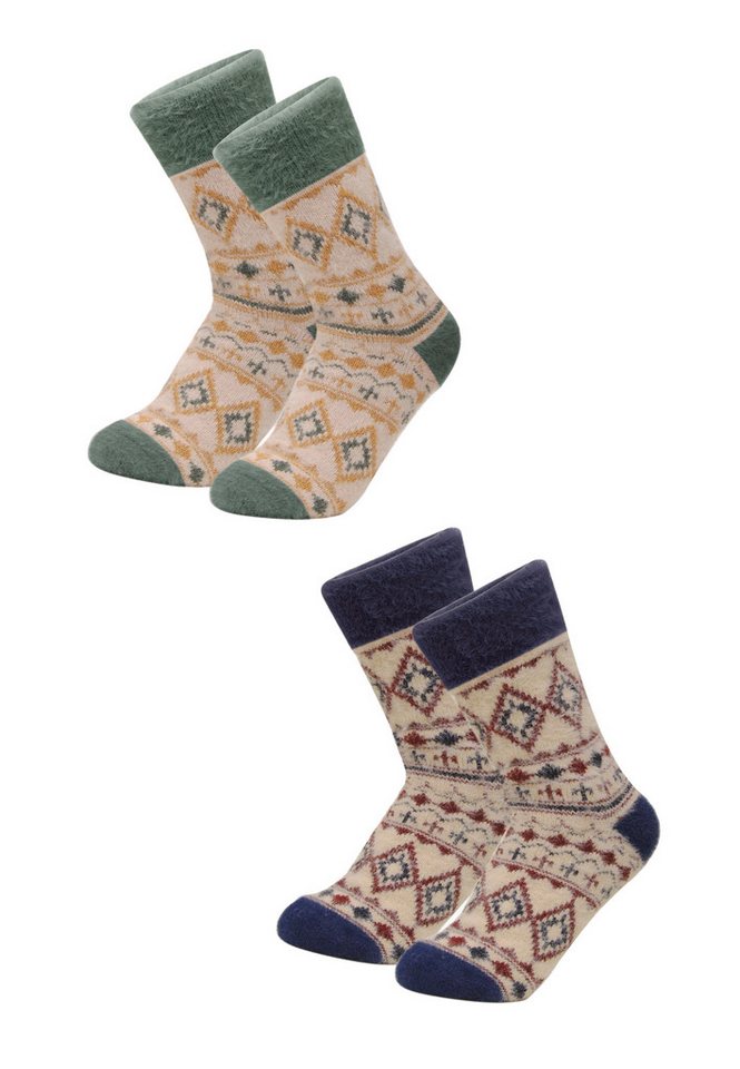 Yuhu Socken Alpaka Norweger Socken Herren 2er Pack, warm und weich, Größe 36–47 (2-Paar) von Yuhu