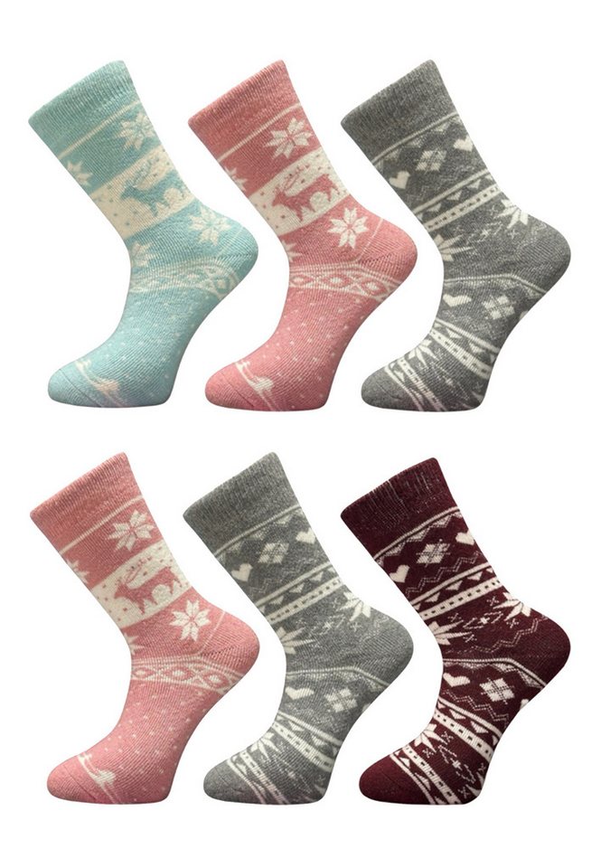 Yuhu Socken Norweger Damen 6er Pack warme Wollsocken (6-Paar) von Yuhu