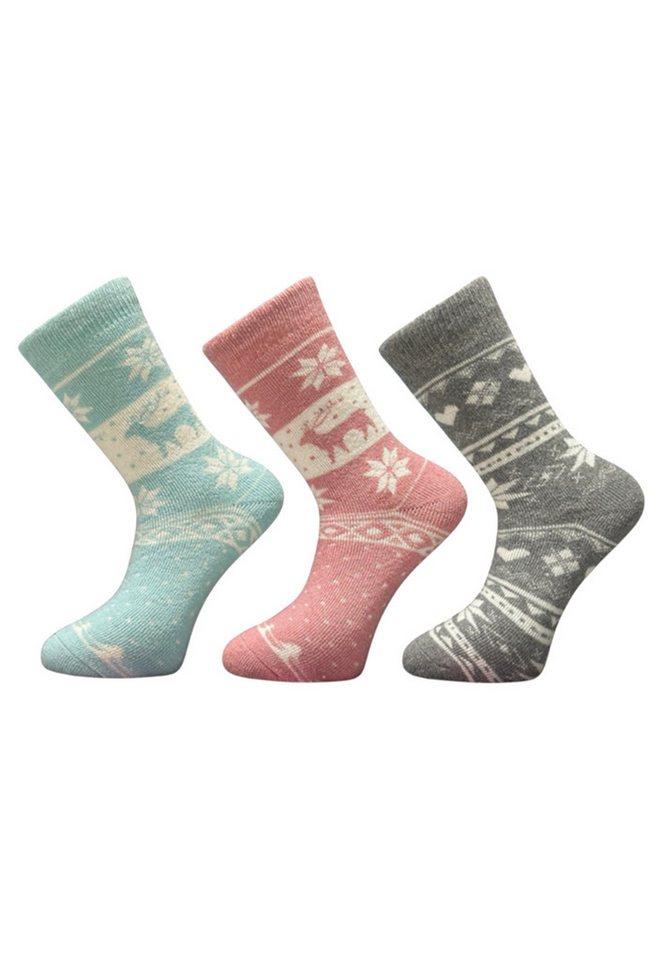 Yuhu Socken Norweger Damen 3er Pack warme Wollsocken (3-Paar) von Yuhu