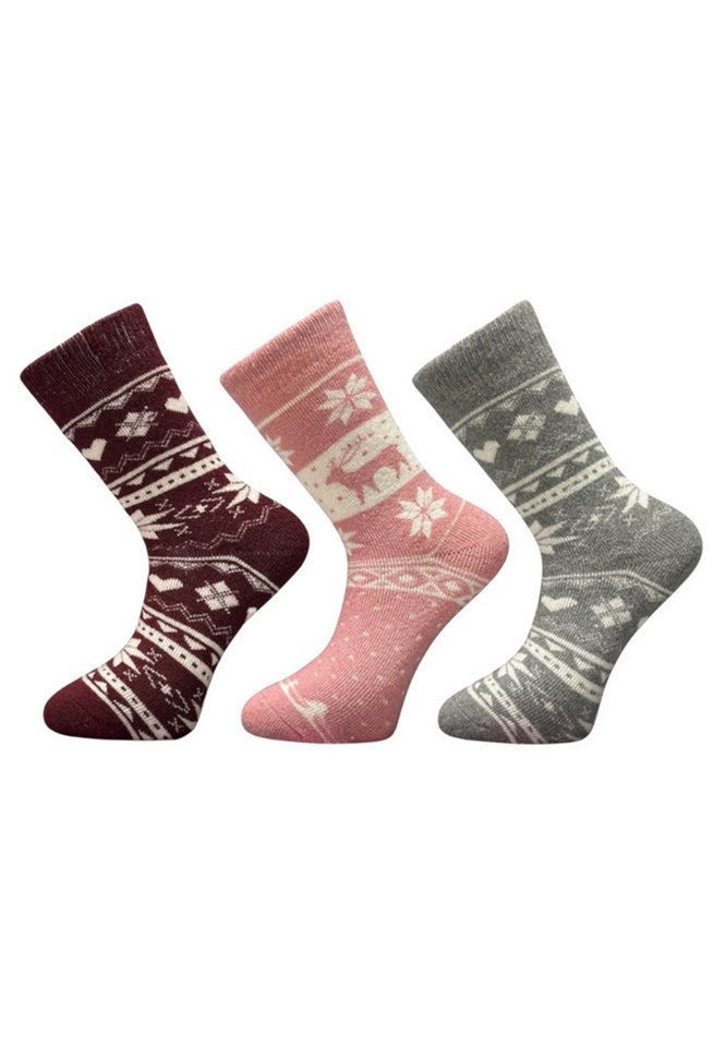 Yuhu Socken Norweger Damen 3er Pack warme Wollsocken (3-Paar) von Yuhu