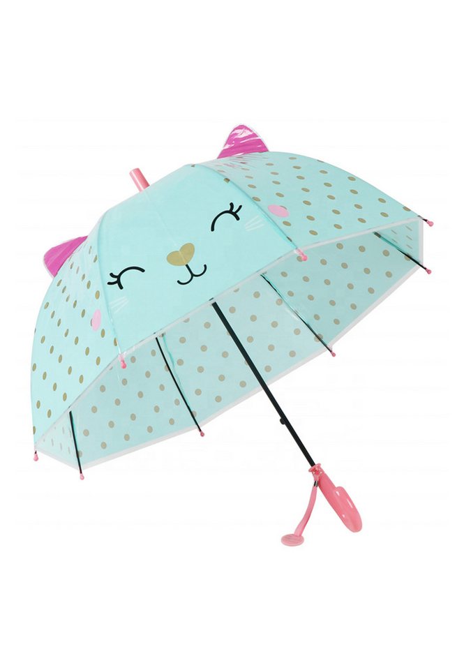 Yuhu Stockregenschirm Kinder Regenschirm Katze Transparent Automatik ab 3 Jahren, windfest von Yuhu