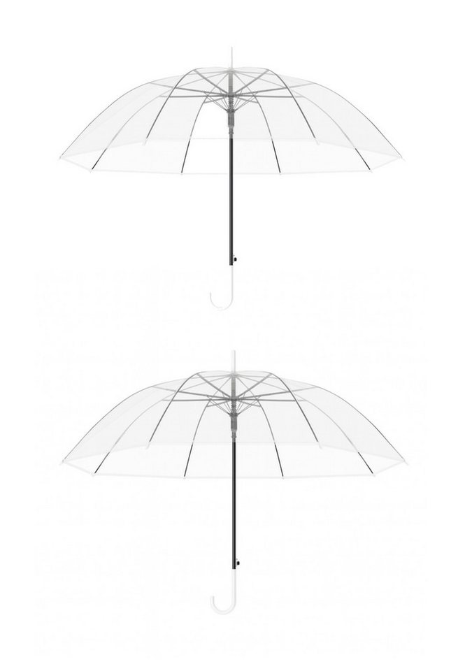 Yuhu Stockregenschirm Transparenter XXL-Regenschirm mit Automatik-Öffnung Doppelpack, Stockregenschirm transparent 2er Set mit Automatikfunktion 100 cm von Yuhu
