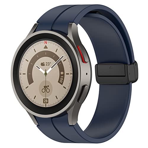 Armband kompatibel für Samsung Galaxy Watch 5/Galaxy Watch 4 40mm 44mm Sport Silikon Ersatzband für Galaxy Watch 5 Pro 45mm/Galaxy Watch 4 Classic 42mm 46mm für Männer und Frauen,Mitternachtsblau von YuiYuKa