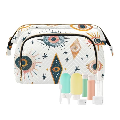 Yuiboo Boho Evil Eyes Orange White Magic Travel Bag Portable Makeup Cosmetic Bag Women Coin Purse Wallet for Card Key Organizers, Boho Böse Augen Orange Weiß Magie, 1 size, Art Deco von Yuiboo