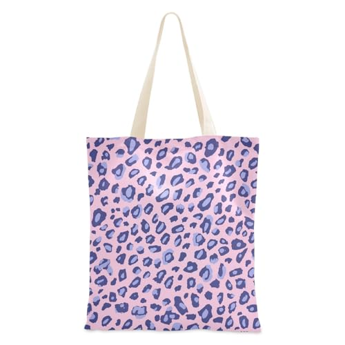 Yuiboo Canvas-Tragetasche, Leopardenmuster, mit Taschen, Großpackung, Gastgeberin, Geschenke für Frauen, Stoffeinkaufstaschen, Rosa und Blau, Rosa und blauer Leopardenmuster, 1 size von Yuiboo