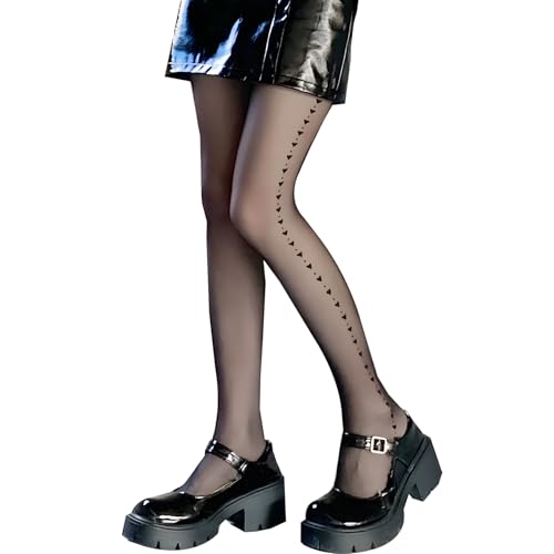 Yuio Strumpfhosen Damen Muster, 20 Den Strumpfhose gemustert in Herz hinten, Schwarz Elastisch Transparent Feinstrumpfhose, Feinstrumpfhose mit Verstärkter Fußspitze und Feiner Naht Feines Yuio Strumpfhosen Damen Muster, 20 Den Strumpfhose gemustert in Herz hinten, Schwarz Elastisch Transparent Feinstrumpfhose, Feinstrumpfhose mit Verstärkter Fußspitze und Feiner Naht Feines von Yuio