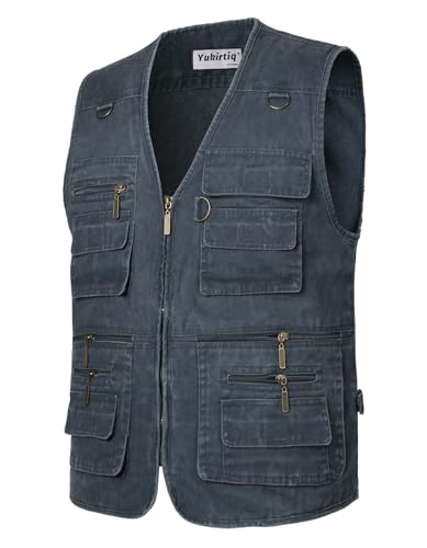 Yukirtiq Herren Angeln Weste ärmellos Freizeit Jagd Herrenwesten Sommer Trekking Wander Weste Reporterwesten Safari Weste mit Vielen Taschen, Blau, 4XL Yukirtiq Herren Angeln Weste ärmellos Freizeit Jagd Herrenwesten Sommer Trekking Wander Weste Reporterwesten Safari Weste mit Vielen Taschen, Blau, 4XL von Yukirtiq