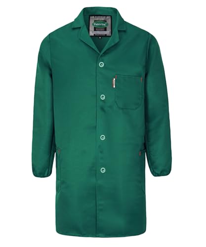 Yukirtiq Herren Arbeitsjacke Arbeitskittel Mechanisch Arbeitskleidung Warenhaus Berufsmantel Werkstatt Mantel Arbeitsmantel Lange Jacke, Grün, XXL von Yukirtiq