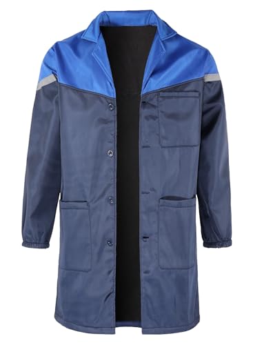 Yukirtiq Herren Arbeitsjacke Berufsmantel Arbeitskittel Fleece-Jacke mit reflektierenden Streifen Herrenkittel Winter Herrenmantel Arbeitsmantel mit Knopfverschluss von Yukirtiq