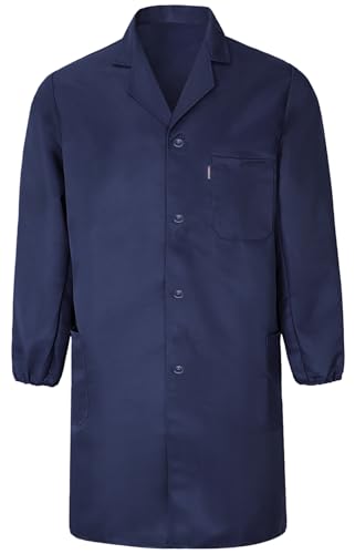 Yukirtiq Herren Arbeitsjacke mit Vielen Taschen Mantel Mechanisch Arbeitskleidung Warenhaus Werkstatt Arbeitsmantel Lange Jacke, A-Marineblau, L von Yukirtiq