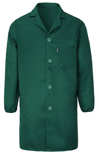 Yukirtiq Herren Arbeitsjacke mit Vielen Taschen Mantel Mechanisch Arbeitskleidung Warenhaus Werkstatt Arbeitsmantel Lange Jacke, A-Grün, M von Yukirtiq