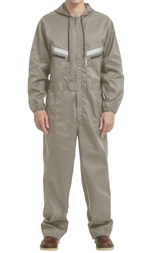 Yukirtiq Herren Arbeitsoverall Reflektierendes Band Arbeitsanzug Overall Arbeitskleidung Handwerker Anzug Arbeitskombi mit Kapuze und Vielen Taschen, Khaki, M Yukirtiq Herren Arbeitsoverall Reflektierendes Band Arbeitsanzug Overall Arbeitskleidung Handwerker Anzug Arbeitskombi mit Kapuze und Vielen Taschen, Khaki, M von Yukirtiq