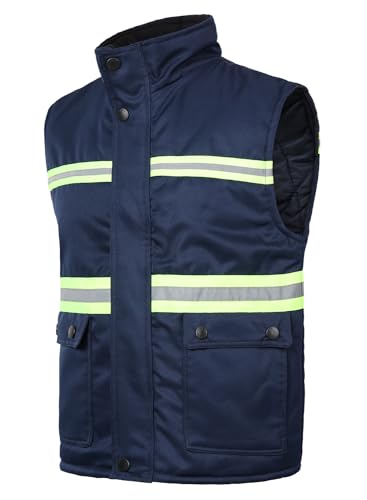 Yukirtiq Herren Arbeitsweste Winterweste Wattierte Steppweste Ärmellos Arbeitsjacke Reflektierend Jacke Winddichte Montageweste für Handwerk Industrie von Yukirtiq