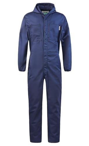 Yukirtiq Herren Arbeitsoveralls Rallye-Kombination Baumwolle Arbeitskleidung Arbeits-Overall Frontreißverschluss Arbeitskombi Langarm Arbeitsanzug Overalls, Navy Blau, S von Yukirtiq