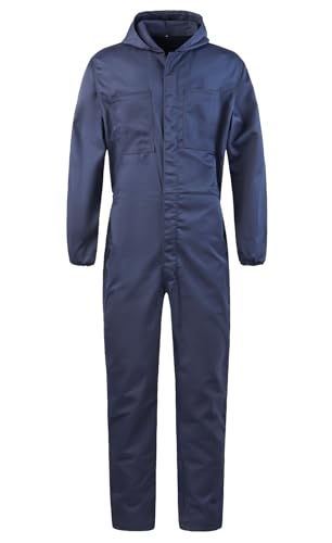 Yukirtiq Herren Basic Arbeitskleidung Arbeitsoverall mit vielen Taschen Arbeitslatzhose Overall für Handwerker, Navy Blau, L von Yukirtiq