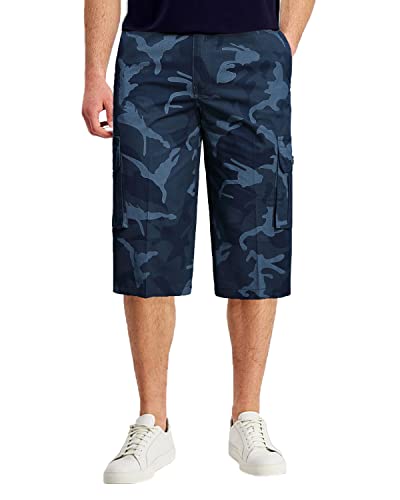 Yukirtiq Herren Cargo Shorts 3/4 Camouflage Sommer Kurze Outdoor Bermuda Kurz Dreiviertel Hose mit Multi Taschen Baumwolle Atmungsaktiv Freizeitshorts von Yukirtiq