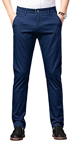 Yukirtiq Herren Chino Hosen Nadelstreifen-Hose schmale Passform Anzug-Chino Elegant Business Stoffhose Streetwear von Yukirtiq