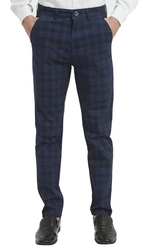 Yukirtiq Herren Chinohose Freizeithosen Karo-Muster Stoffhose Herrenhose Anzughose Business Karierte Hose für Männer, Blau, W32 Yukirtiq Herren Chinohose Freizeithosen Karo-Muster Stoffhose Herrenhose Anzughose Business Karierte Hose für Männer, Blau, W32 von Yukirtiq