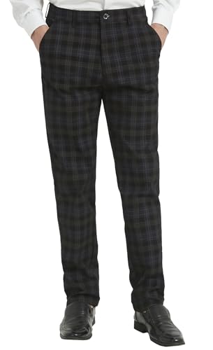 Yukirtiq Herren Chinohose Freizeithosen Karo-Muster Stoffhose Herrenhose Anzughose Business Karierte Hose für Männer, Schwarz, W32 Yukirtiq Herren Chinohose Freizeithosen Karo-Muster Stoffhose Herrenhose Anzughose Business Karierte Hose für Männer, Schwarz, W32 von Yukirtiq