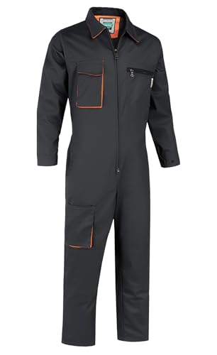 Yukirtiq Herren Arbeitsoverall Baumwolle Arbeitsanzug Overall Handwerker Arbeitskleidung Rallyekombi Werkstatt Anzug Arbeitskombi, Schwarz, L von Yukirtiq