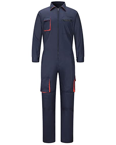 Yukirtiq Herren Arbeitsoverall Baumwolle Arbeitsanzug Overall Handwerker Arbeitskleidung Rallyekombi Werkstatt Anzug Arbeitskombi, Navy Blau, L von Yukirtiq