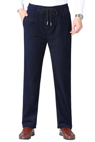 Yukirtiq Herren Cordhose Chino Jogger Stoffhose Herrenhose Freizeithose Cord Hose mit Tunnelzug Sweatpants Jogginghose Sporthose, Blau, M von Yukirtiq