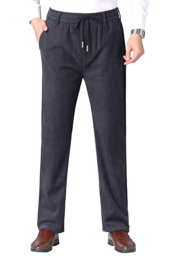 Yukirtiq Herren Cordhose Chino Jogger Stoffhose Herrenhose Freizeithose Cord Hose mit Tunnelzug Sweatpants Jogginghose Sporthose, Dunkelgrau, XL von Yukirtiq