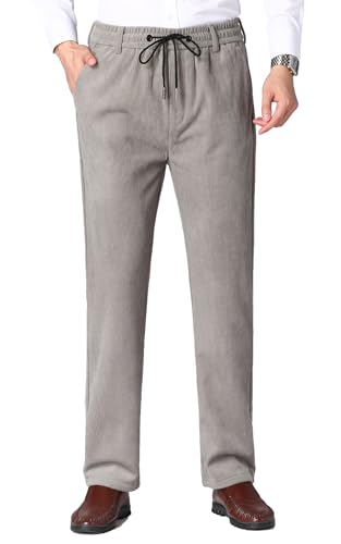 Yukirtiq Herren Cordhose Chino Jogger Stoffhose Herrenhose Freizeithose Cord Hose mit Tunnelzug Sweatpants Jogginghose Sporthose, Hellgrau, M von Yukirtiq