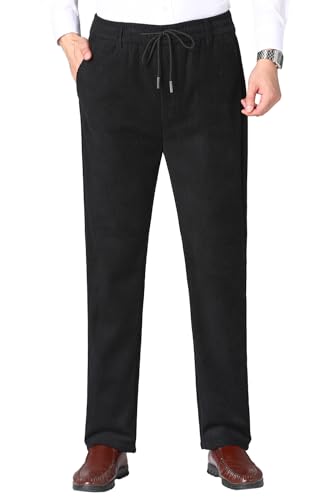 Yukirtiq Herren Cordhose Chino Jogger Stoffhose Herrenhose Freizeithose Cord Hose mit Tunnelzug Sweatpants Jogginghose Sporthose, Schwarz, L von Yukirtiq