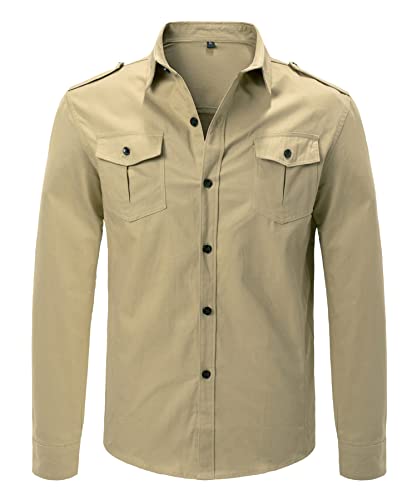 Yukirtiq Herren Hemd Freizeithemd Langarmhemd Baumwolle Sommerhemd mit 2 Brust-Taschen Männer Langarmshirt Freizeithemd Herrenhemd von Yukirtiq