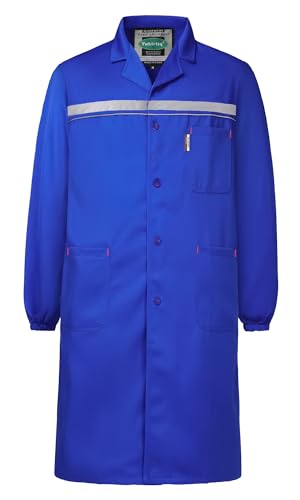 Yukirtiq Herren Labormantel Arbeitsmantel Berufskittel Arbeitskittel Werkstatt Mantel Arbeitsjacke Arbeitskleidung Männer Laborkittel Berufsmantel, Königsblau, XXL von Yukirtiq