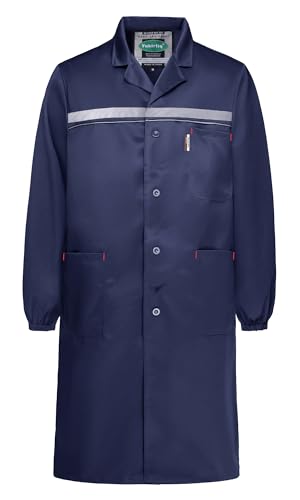 Yukirtiq Herren Labormantel Arbeitsmantel Berufskittel Arbeitskittel Werkstatt Mantel Arbeitsjacke Arbeitskleidung Männer Laborkittel Berufsmantel, Navy Blau, L von Yukirtiq