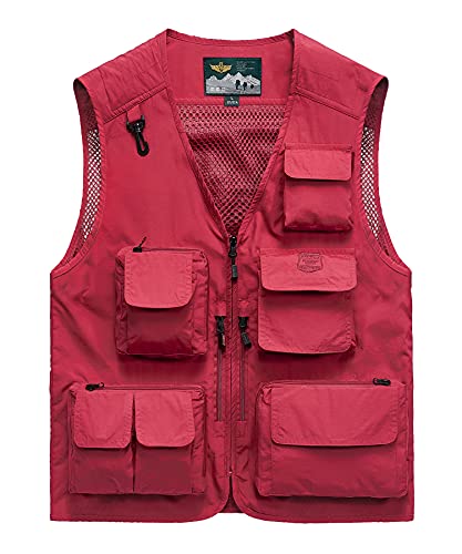 Yukirtiq Herren Outdoor Arbeitsweste mit Vielen Taschen Atmungsaktiv Quick Dry Anglerweste Camping Jagd Fotografie Weste Multifunktional Safari Gilets Ärmellos von Yukirtiq