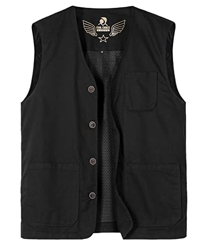 Yukirtiq Herren Outdoor Weste Sommer Fotograf Ärmellos Jacke Baumwolle Weste Golf Wandern Weste Safari Multifunktionsweste, Schwarz, XL Yukirtiq Herren Outdoor Weste Sommer Fotograf Ärmellos Jacke Baumwolle Weste Golf Wandern Weste Safari Multifunktionsweste, Schwarz, XL von Yukirtiq