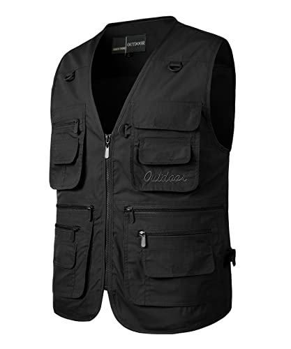 Yukirtiq Herren Anglerweste Outdoor Weste mit Vielen Taschen Schnelltrocknend Sommerweste Funktionsweste Jagdweste Safari Fotografie Hundesport Weste, Schwarz, XL Yukirtiq Herren Anglerweste Outdoor Weste mit Vielen Taschen Schnelltrocknend Sommerweste Funktionsweste Jagdweste Safari Fotografie Hundesport Weste, Schwarz, XL von Yukirtiq