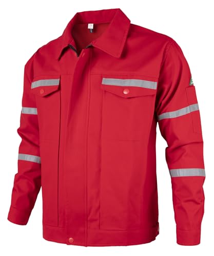 Yukirtiq Herren Schwer Entflammbar Arbeitsjacke Hohe Sichtbarkeit Arbeitsmantel Bundjacke Arbeitsjacken Arbeitskleidung mit mehreren Taschen, Rot, XL von Yukirtiq