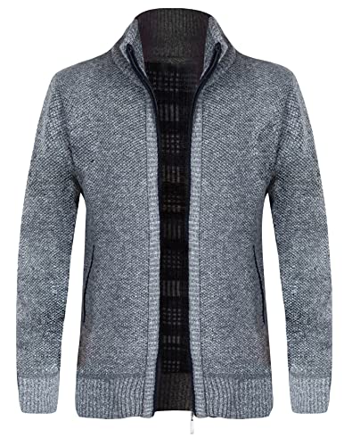 Yukirtiq Herren Slim Fit Cardigans mit Stehkragen Strickjacke Winter Männer Langarm Sweatjacke mit Reißverschluss Strick-Jacke Outdoor Cardigan von Yukirtiq