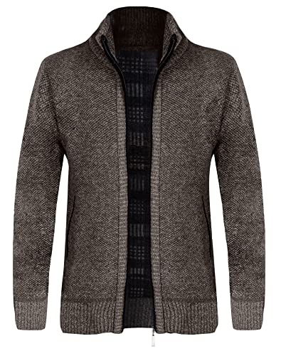 Yukirtiq Herren Slim Fit Cardigans mit Stehkragen Strickjacke Winter Männer Langarm Sweatjacke mit Reißverschluss Strick-Jacke Outdoor Cardigan von Yukirtiq