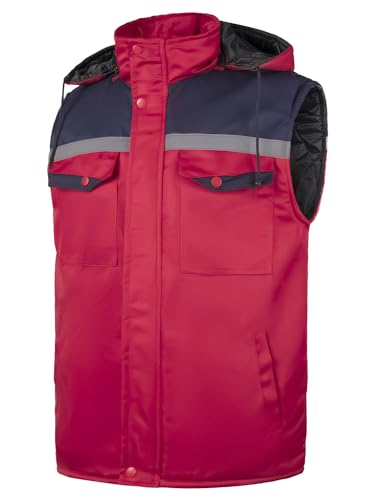 Yukirtiq Herren Weste Arbeitsweste Winter Berufskleidung Wattierte Steppweste Ärmellos Arbeitsjacke Arbeitskleidung Winddichte Reflexionsweste mit Kapuze von Yukirtiq