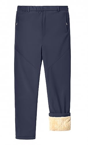 Yukirtiq Herren Winter Fleece Jogginghose Trainingshose Sherpa Gefüttert Workout Laufen Sweathose Warme Männer Sporthose mit Reißverschluss Taschen, Blau, S von Yukirtiq