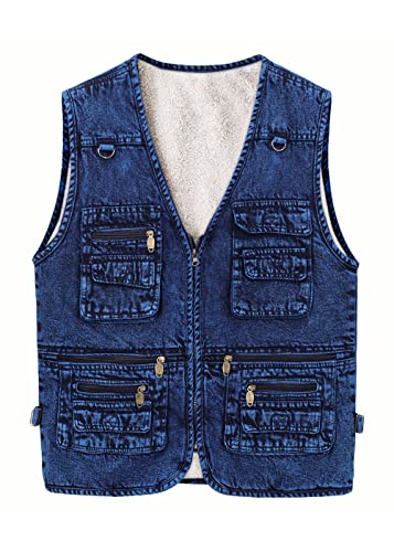 Yukirtiq Herren Winter Weste Fleece Gefüttert Outdoor Denim Baumwolle Ärmellos Jacke Anglerweste Fotografie Camping Jagd Wandern Freizeitweste mehrere Taschen Yukirtiq Herren Winter Weste Fleece Gefüttert Outdoor Denim Baumwolle Ärmellos Jacke Anglerweste Fotografie Camping Jagd Wandern Freizeitweste mehrere Taschen von Yukirtiq