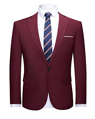 Yukirtiq Sakko Herren Sportlich Slim Fit Jackett Blazer Hochzeit Sportsakko Männer Anzug Blazer Modern Freizeit Leichte Jackett EIN Knopf von Yukirtiq