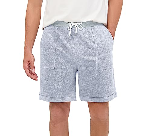 Yukiuiny Herren Bermudashorts 100% Baumwolle Kurze Sport Hose Gummibund Casual Sweatshorts Locker Atmungsaktive Shorts für Sommer Hellgrau,XL von Yukiuiny