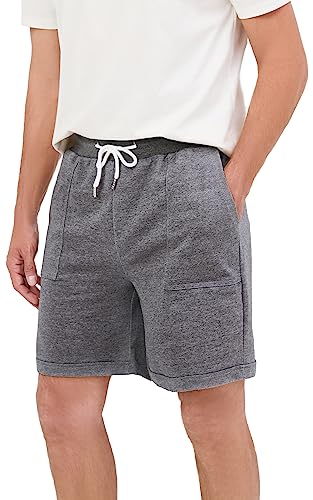 Yukiuiny Herren Shorts Baumwolle Kurze Sport Hose Lockere Sommer Bermudashorts mit Kordelzug Lässige Luftige Freizeithose für Urlaub Grau,M von Yukiuiny