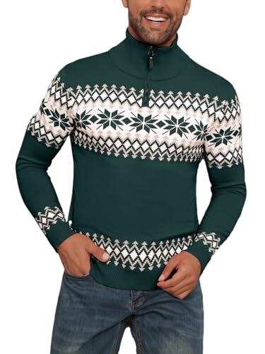 Yukiuiny Herren Weihnachtspullover Norweger Strickpulli mit Troyer Kragen Festlich Warm Weihnachtspulli Locker Christmas Sweater grün,M Yukiuiny Herren Weihnachtspullover Norweger Strickpulli mit Troyer Kragen Festlich Warm Weihnachtspulli Locker Christmas Sweater grün,M von Yukiuiny