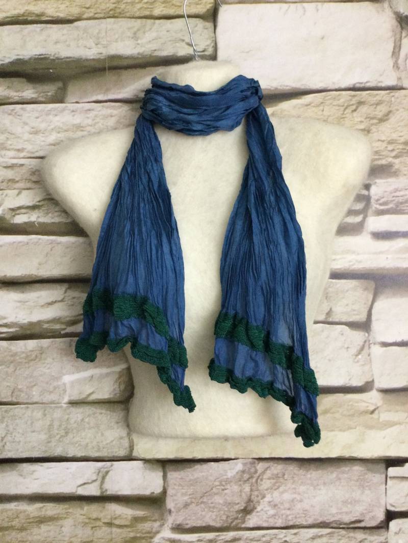 Crash Seidenschal Mit Spitze in Petrol Crash Seidenschal Mit Spitze in Petrol von YukiwariSouShop