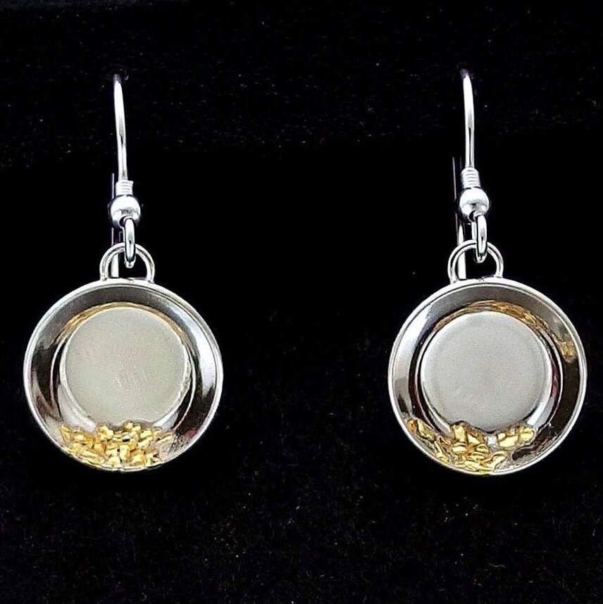 Goldpan Ohrringe - Sterling Silber Und Goldnuggets Goldpan Ohrringe - Sterling Silber Und Goldnuggets von YukonRon