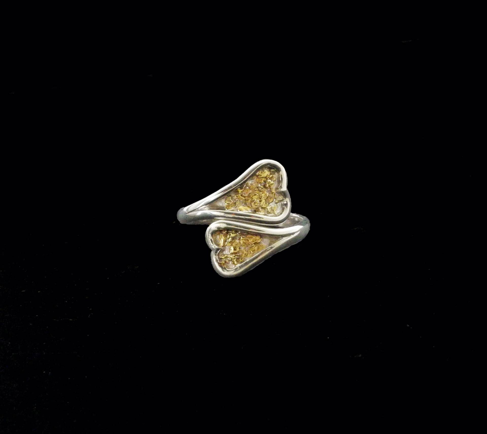 Verschlungene Herzen Ring - Sterling Silber & Natur Goldnuggets Aus Alaska Verschlungene Herzen Ring - Sterling Silber & Natur Goldnuggets Aus Alaska von YukonRon