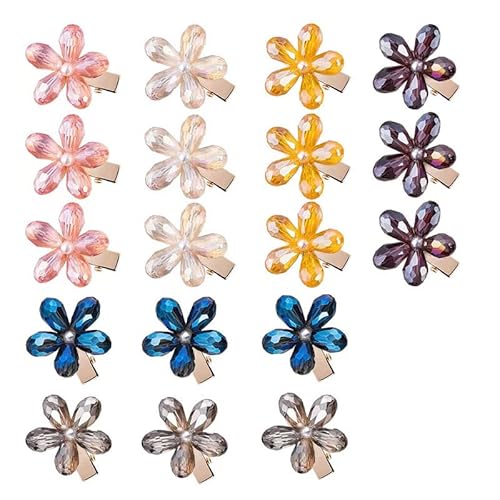 Yulakes 18 Stk Mini Kristall Haar Clips, Kristall Haarspange Kleine Kristall Blumen Haarclips Kristall Haarklammer Kristall Klauen Clip Kristall Alligator Haarnadeln für Damen und Mädchen von Yulakes